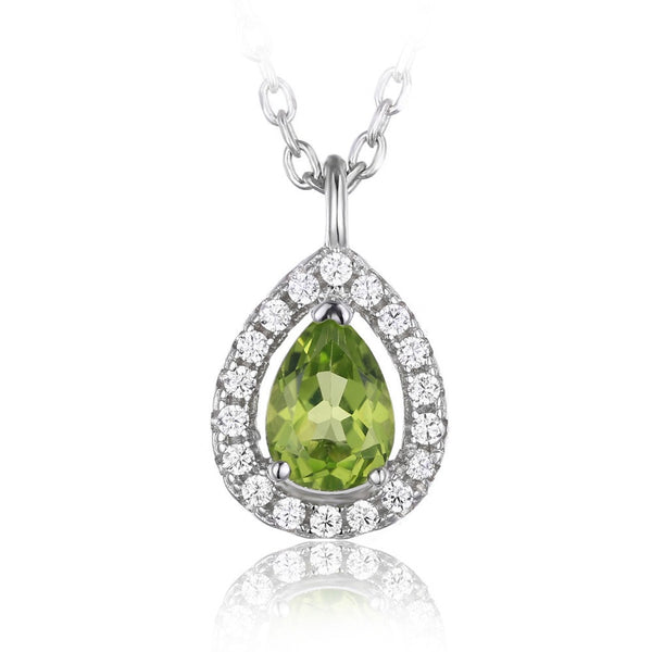 Natural Peridot 925 Sterling Silver Solitaire Pendant Necklace 18 Inches