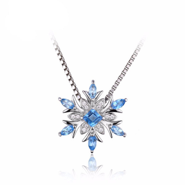 Topaz Solid 925 Sterling Silver Pendant Necklace 45cm