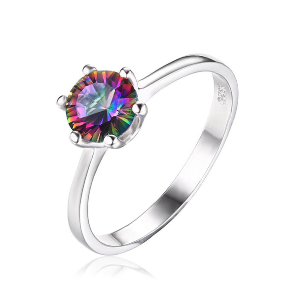 Rainbow Topaz Ring Solid 925 Sterling