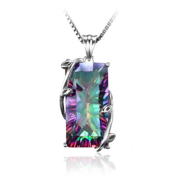16ct Natural Fire Rainbow Mystic Topaz Necklace Charm Solid 925 Sterling Silver